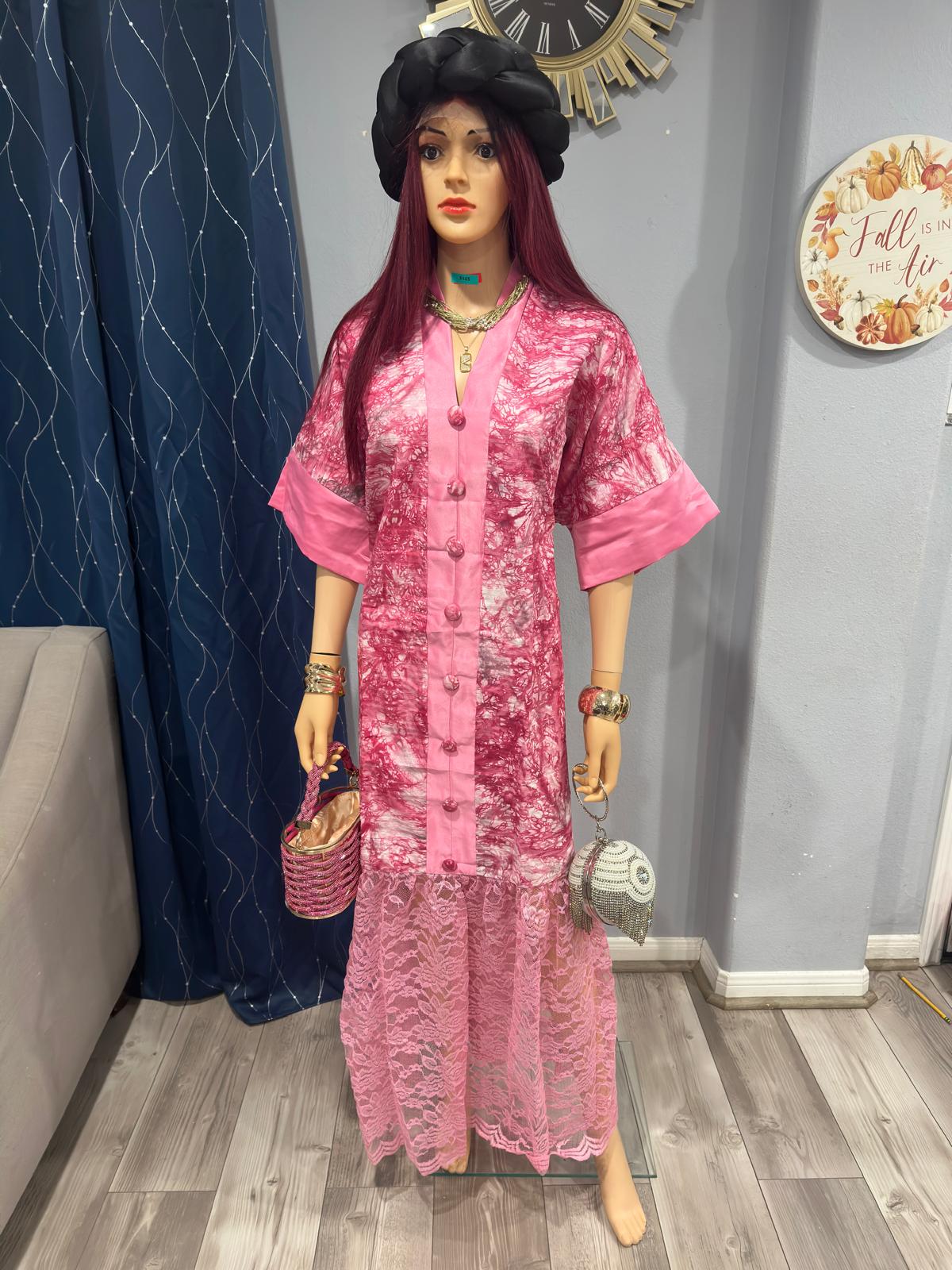 Rich Aunty/African clothing for women/dress/Adire & Lace/One Size dress/No purse