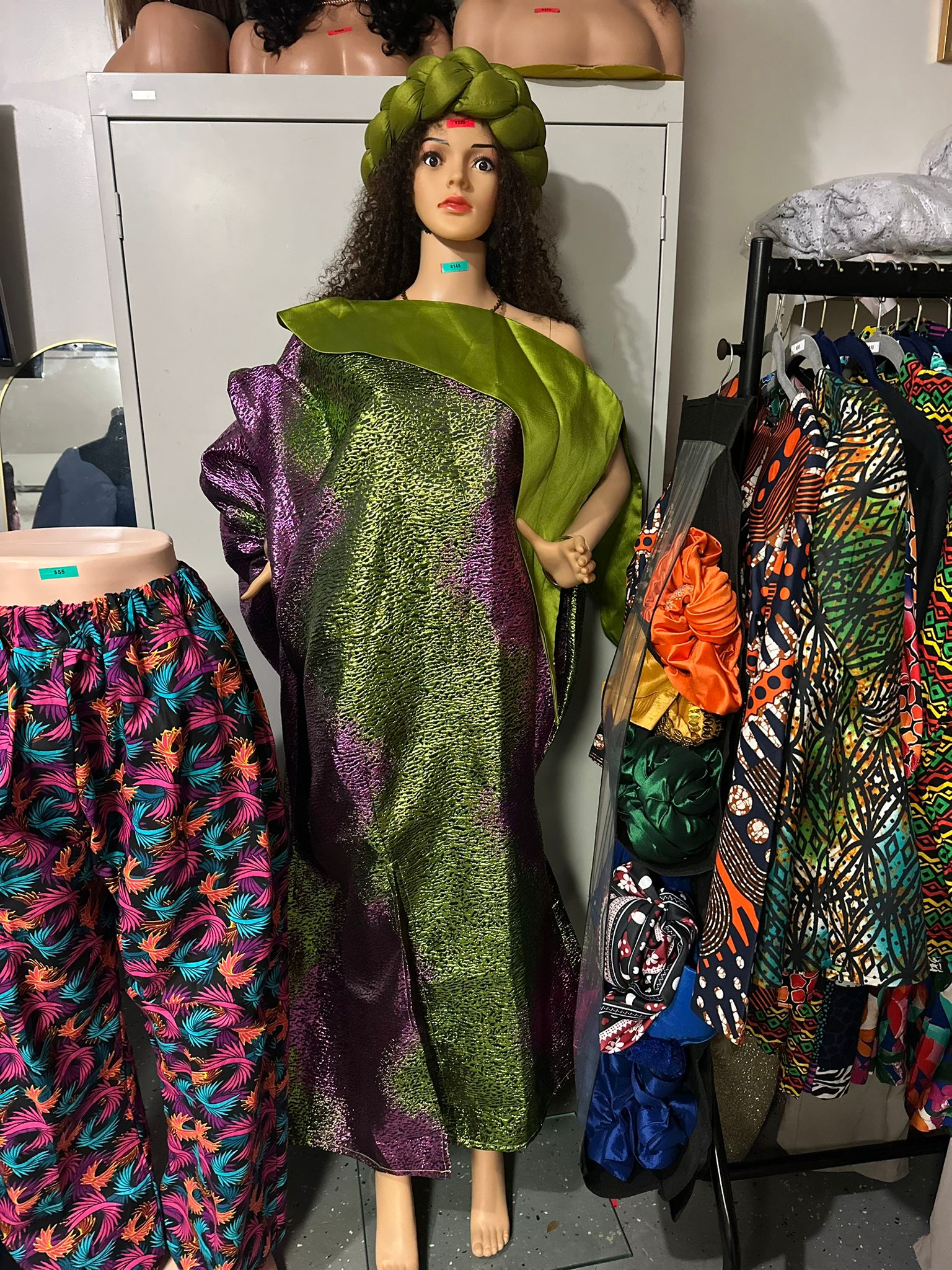 Rich Aunty Swaggerlicious Two-colored Mikado & Brocade Maxidress