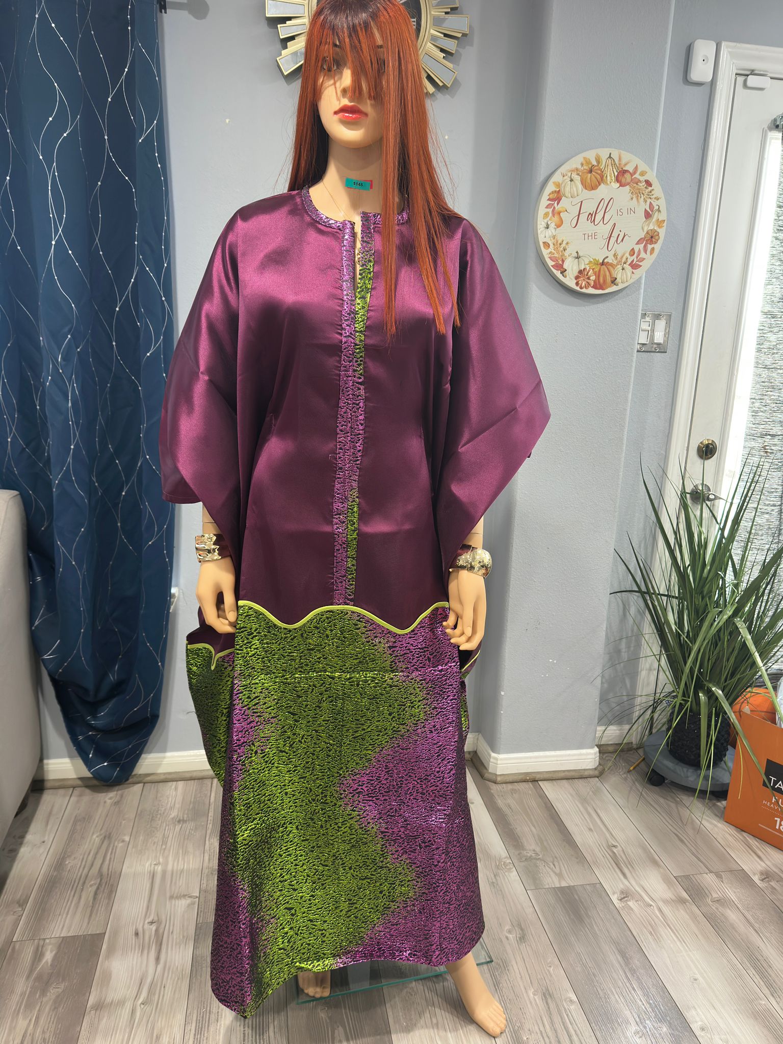 Rich Aunty Swaggerlicious Two-colored Mikado & Brocade Maxidress