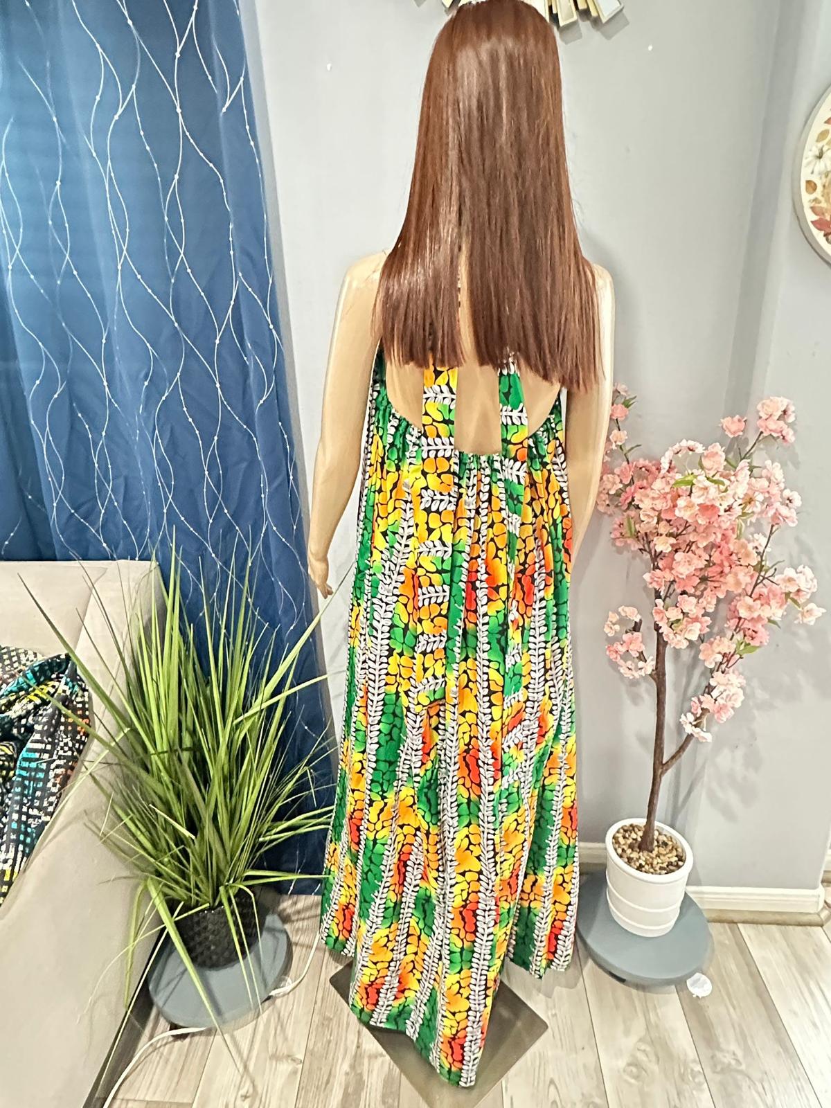 Summer Rich Aunty Alterneck Low Back Maxi Dress