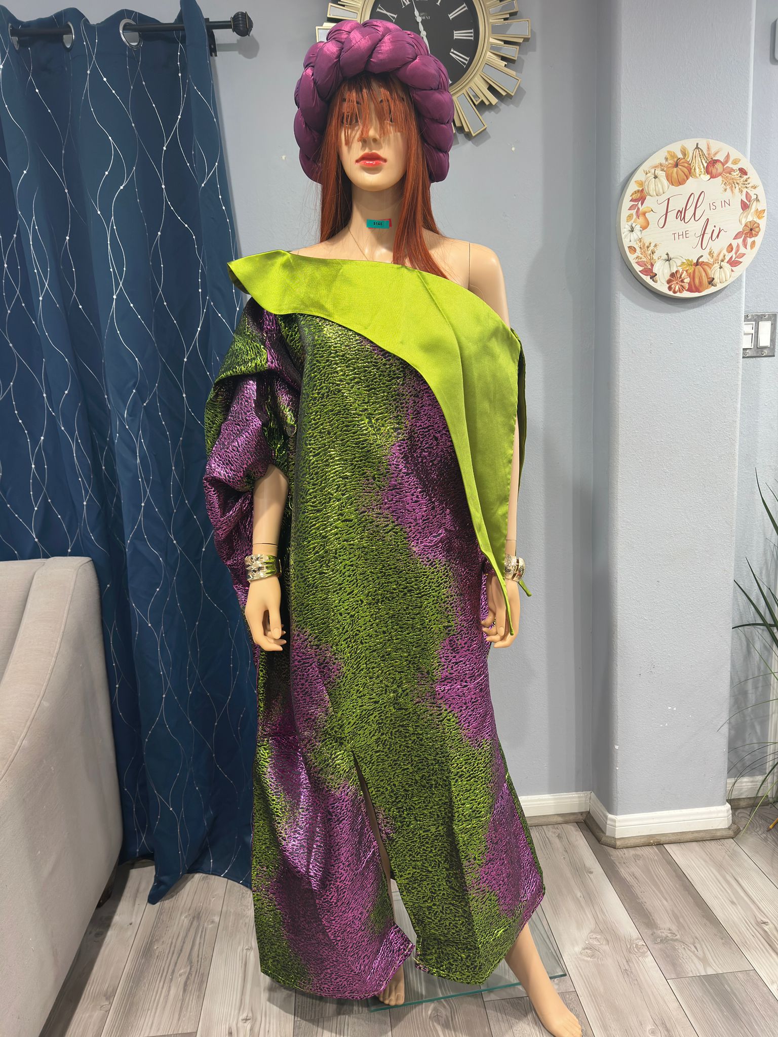 Rich Aunty Swaggerlicious Two-colored Mikado & Brocade Maxidress