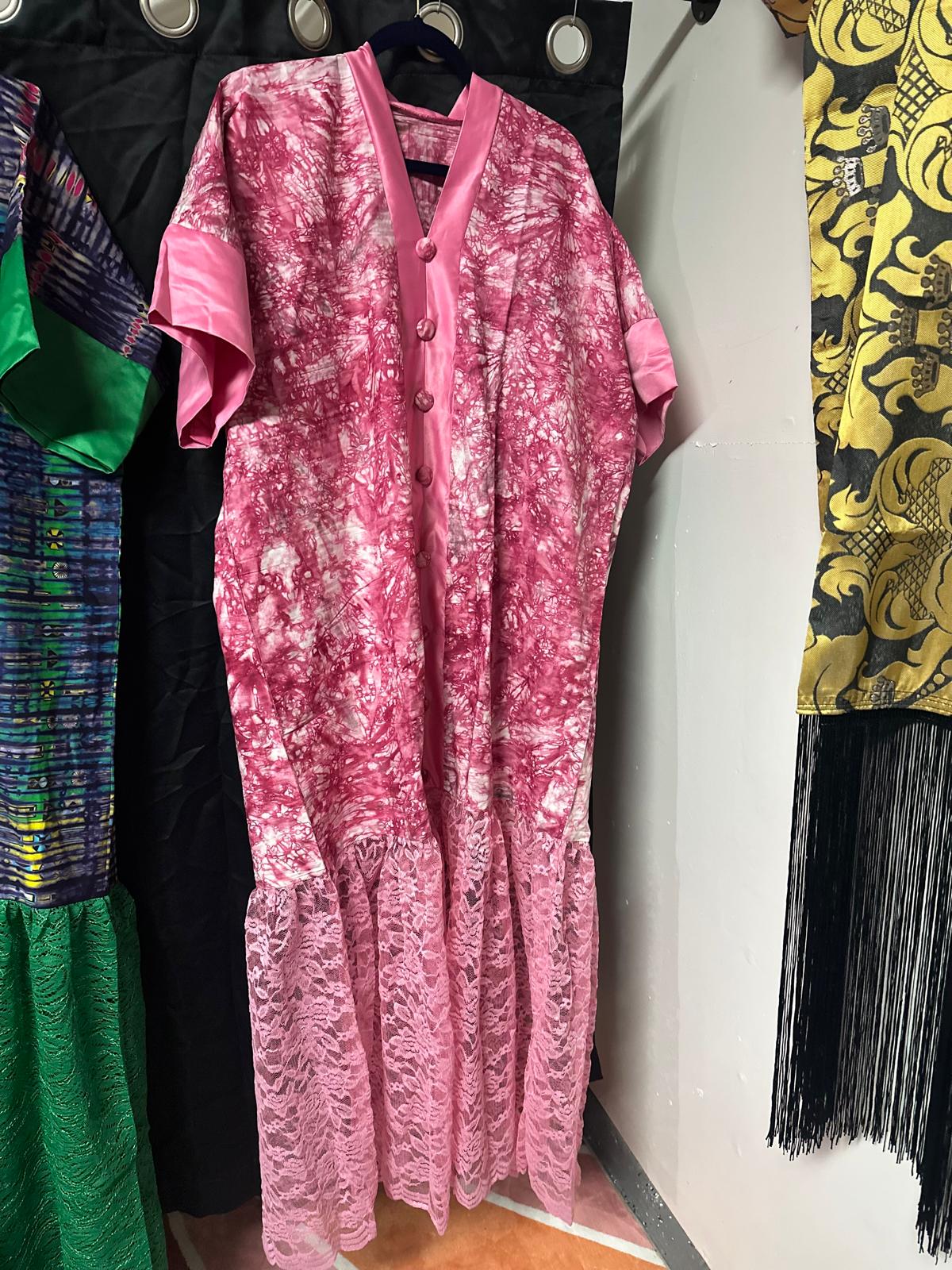 Rich Aunty/African clothing for women/dress/Adire & Lace/One Size dress/No purse