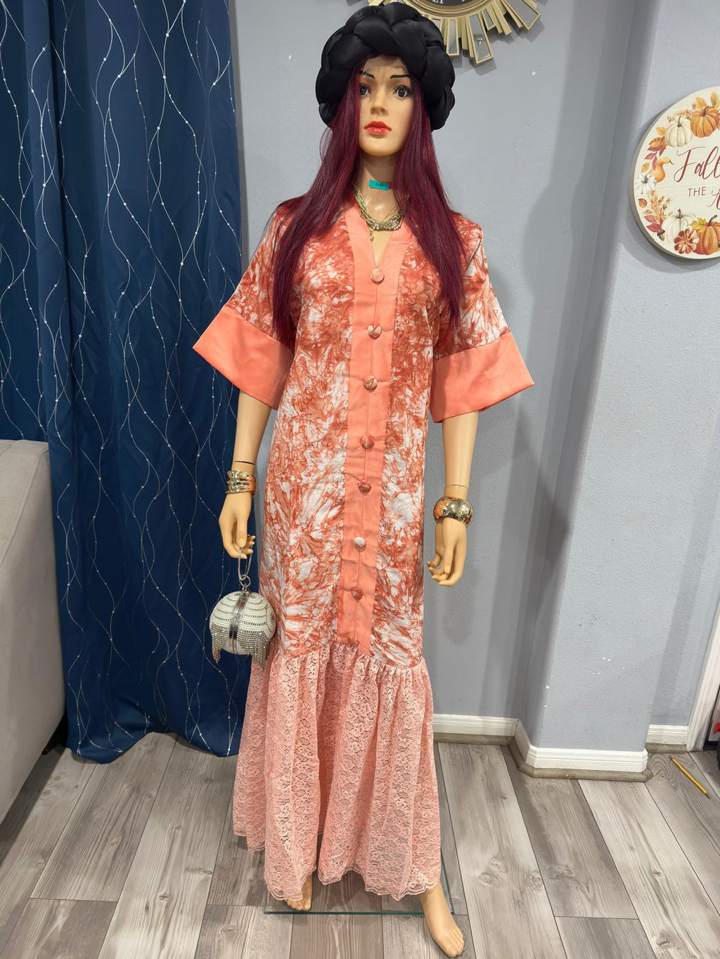 Rich Aunty/African clothing for women/dress/Adire & Lace/One Size dress/No Purse