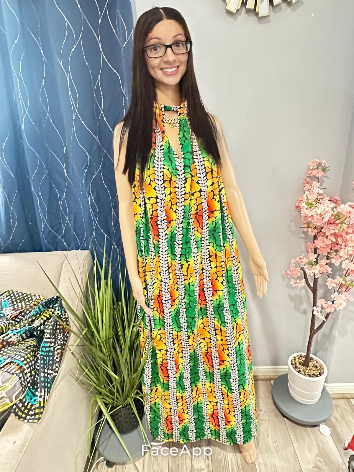 Summer Rich Aunty Alterneck Low Back Maxi Dress